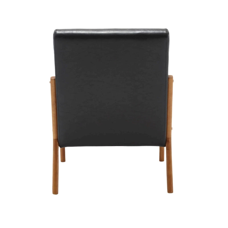 Beige Fabric Accent Armchair Teak Wood Frame Foam Cushion with Pillow