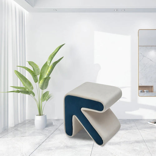 Beige Arrow Shaped Velvet Ottoman Footrest Stool Creative Modern Decor