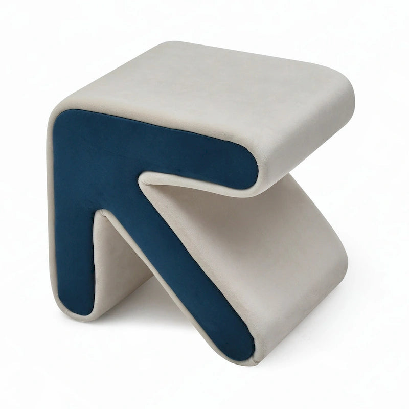 Beige Arrow Shaped Velvet Ottoman Footrest Stool Creative Modern Decor