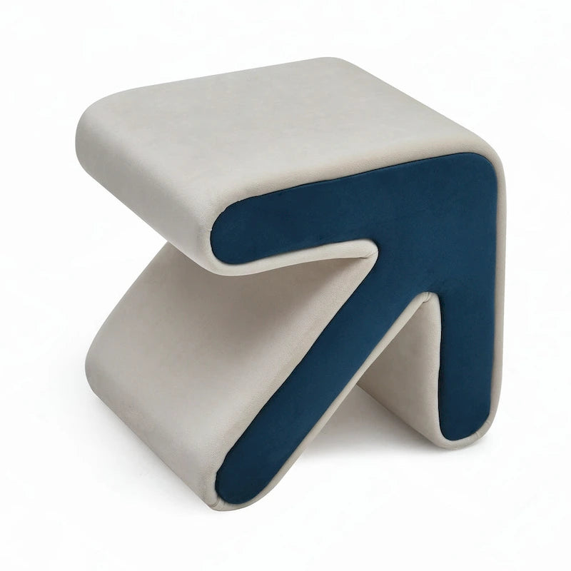Beige Arrow Shaped Velvet Ottoman Footrest Stool Creative Modern Decor