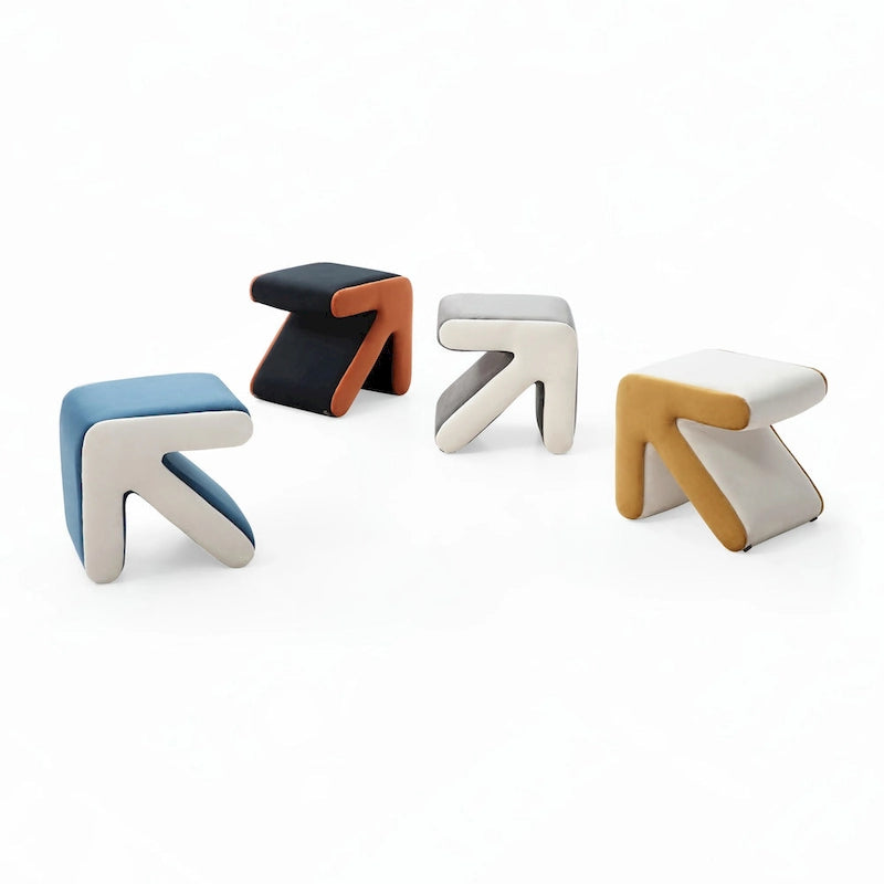 Beige Arrow Shaped Velvet Ottoman Footrest Stool Creative Modern Decor