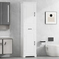 White Tall Freestanding Bathroom Cabinet 2 Doors Drawer Adjustable Shelves