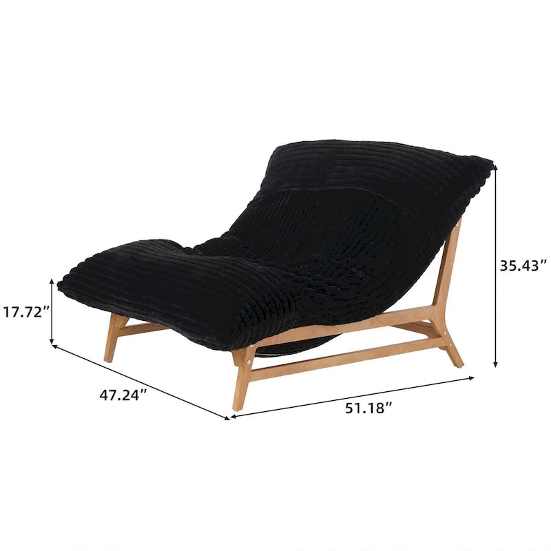 Tan Corduroy Bean Bag Lounge Chair Solid Wood Frame 3-in-1 Convertible