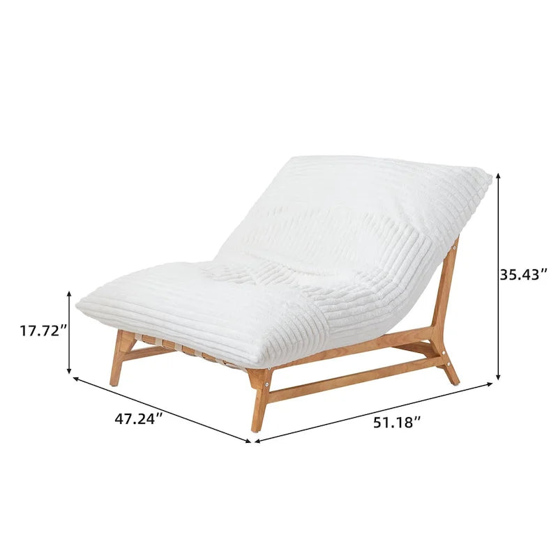 Tan Corduroy Bean Bag Lounge Chair Solid Wood Frame 3-in-1 Convertible
