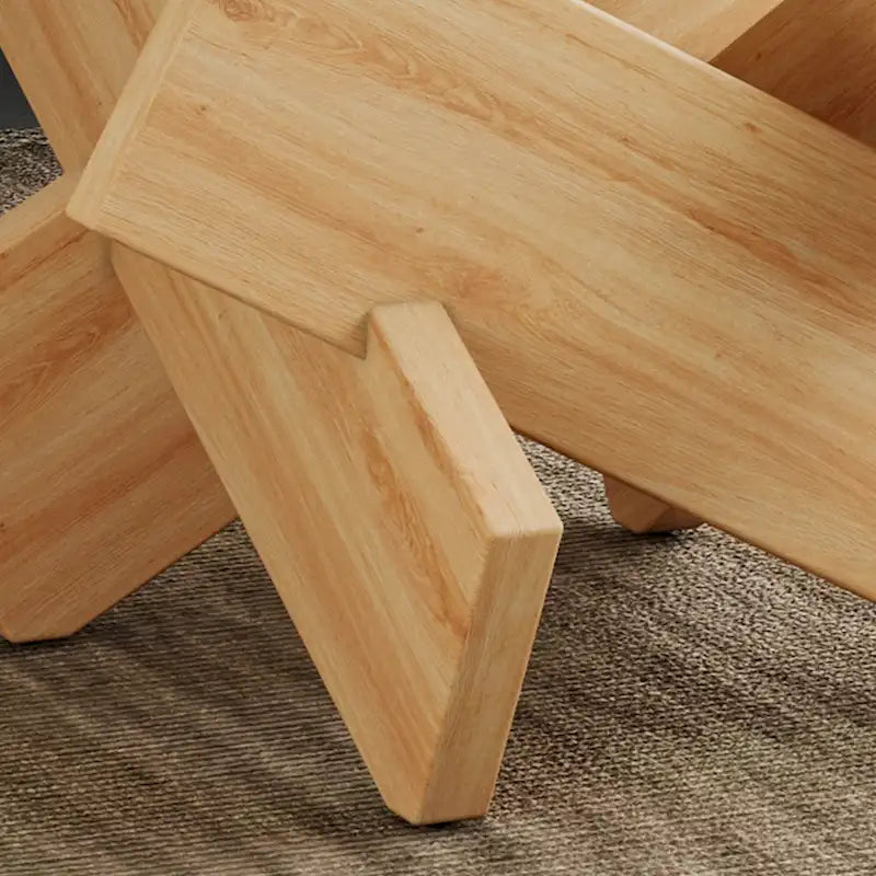 Gray Round Tempered Glass Coffee Table Geometric Cross Wood Base Modern