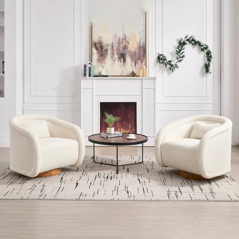 Wine Red Velvet Swivel Barrel Chair 360 Degree Round Wood Base Accent