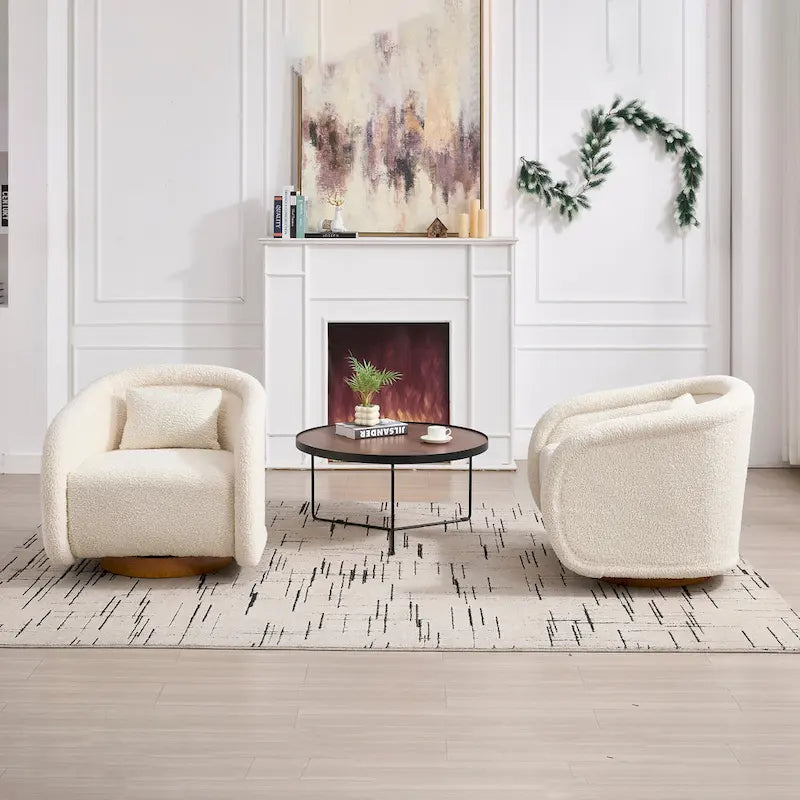 Wine Red Velvet Swivel Barrel Chair 360 Degree Round Wood Base Accent