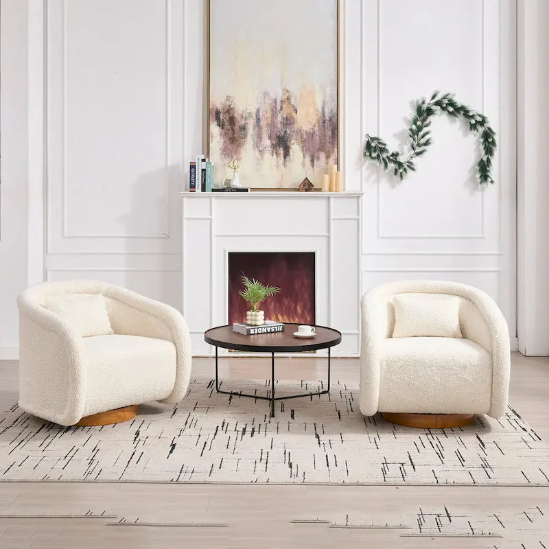 Wine Red Velvet Swivel Barrel Chair 360 Degree Round Wood Base Accent