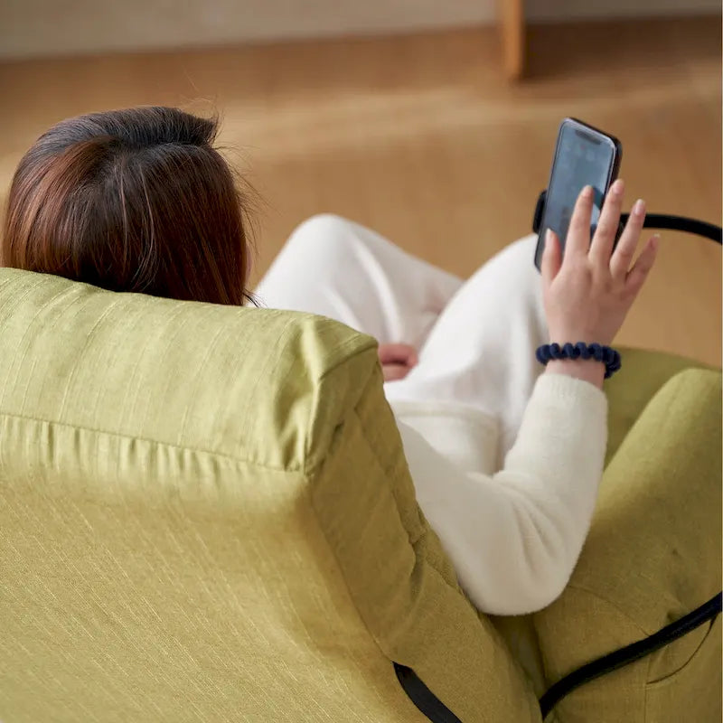 Beige Bouclé 360° Swivel Recliner Chair 5-Angle Adjustable Phone Holder Spring Seat
