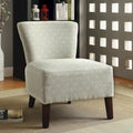 Ivory Geometric Diamond Pattern Accent Chair Armless Solid Wood Legs