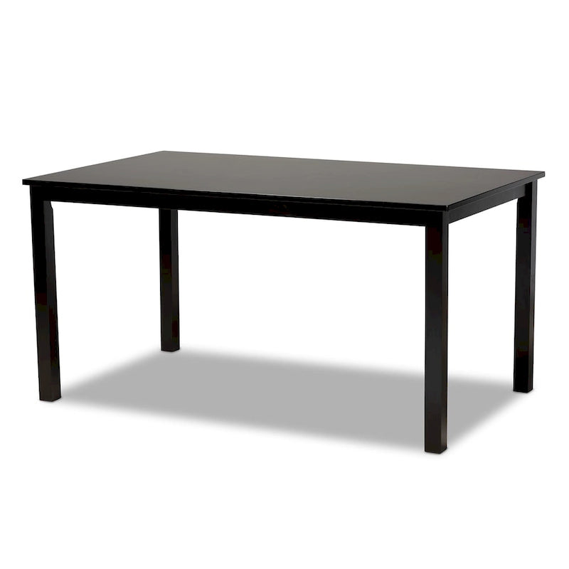 Espresso Rubberwood Rectangular Dining Table Seats 6 Square Legs