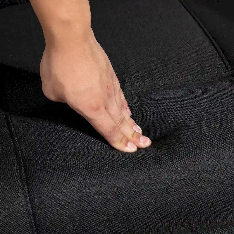 Black Linen 360° Swivel Manual Recliner Chair Footrest C-Frame Wood Base