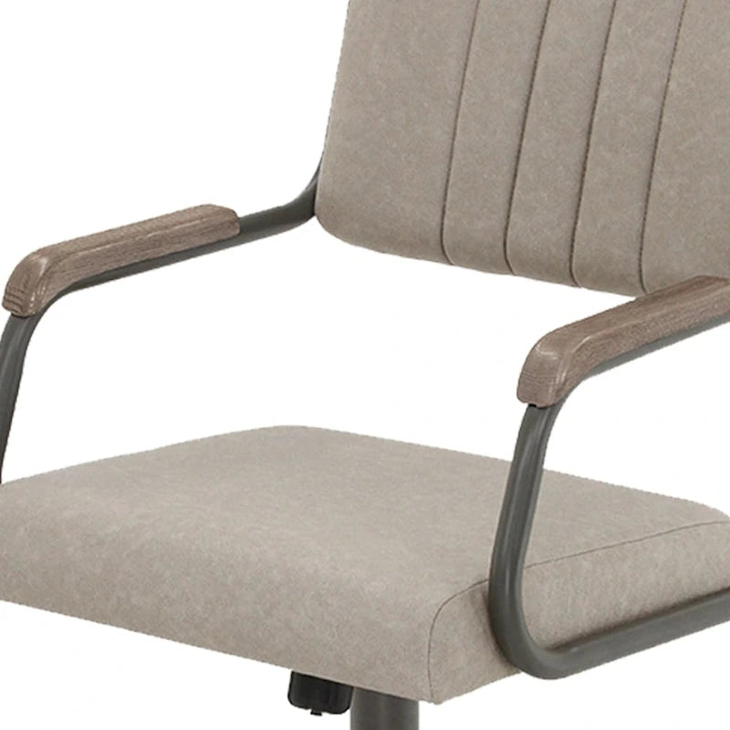 Gray Fabric Swivel Caster Dining Chair Channel Tufted Steel Frame Set of 2