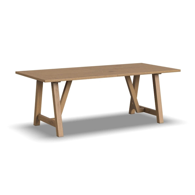 Brown Oak Trestle Dining Table Hardwood Farmhouse Rustic Seats 8