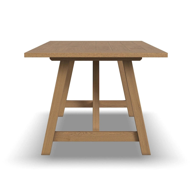 Brown Oak Trestle Dining Table Hardwood Farmhouse Rustic Seats 8