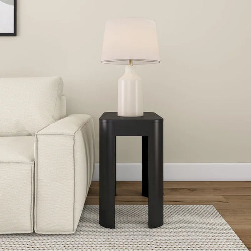 Black Solid Pine Rectangular Side Table Rounded Corners Chunky Legs Non-Toxic