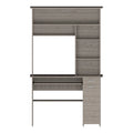Dark Grey Computer Desk with Hutch 5 Shelves Keyboard Tray CPU Cabinet Drawer