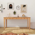 Natural Blonde Rubberwood Writing Desk Fluted Apron Single Drawer Gold Pull