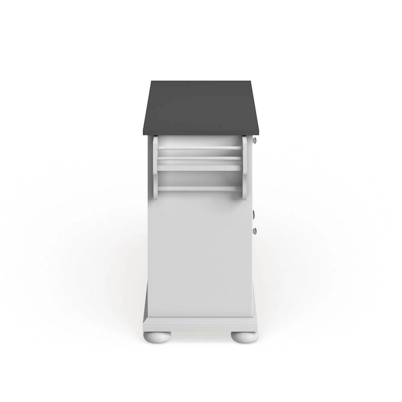 White Kitchen Island with Stainless Steel Top 3 Cabinets Drawers Spice Rack