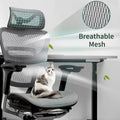 Grey Ergonomic High Back Mesh Office Chair Wire Control Aluminum Base