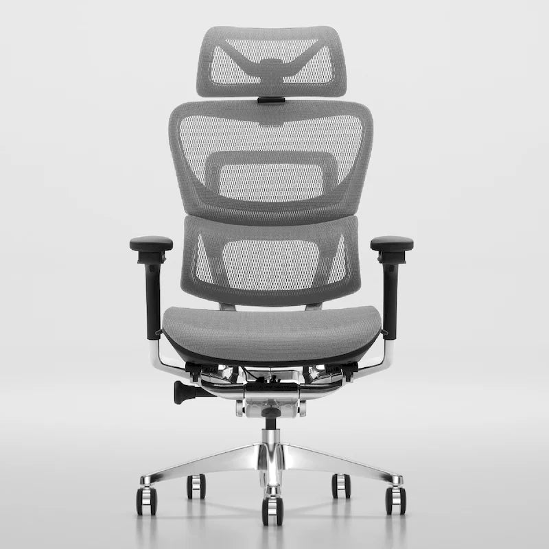 Grey Ergonomic High Back Mesh Office Chair Wire Control Aluminum Base