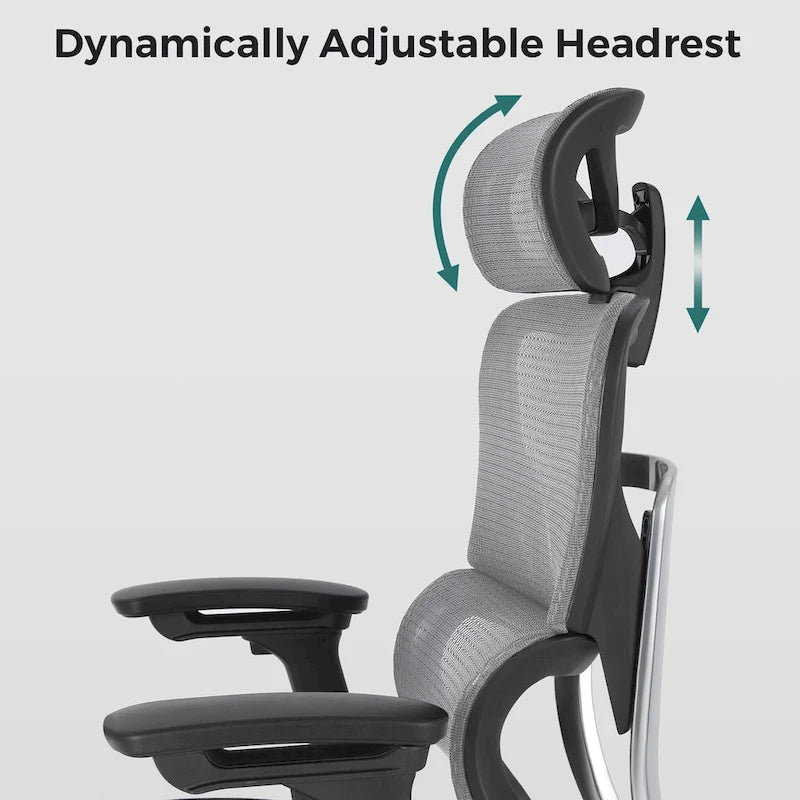 Grey Ergonomic High Back Mesh Office Chair Wire Control Aluminum Base