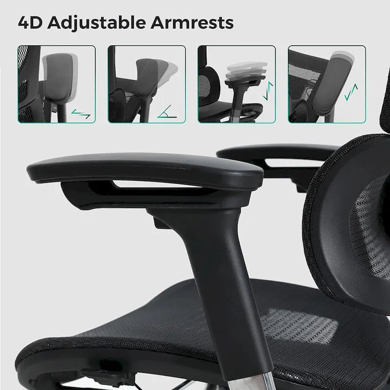 Grey Ergonomic High Back Mesh Office Chair Wire Control Aluminum Base