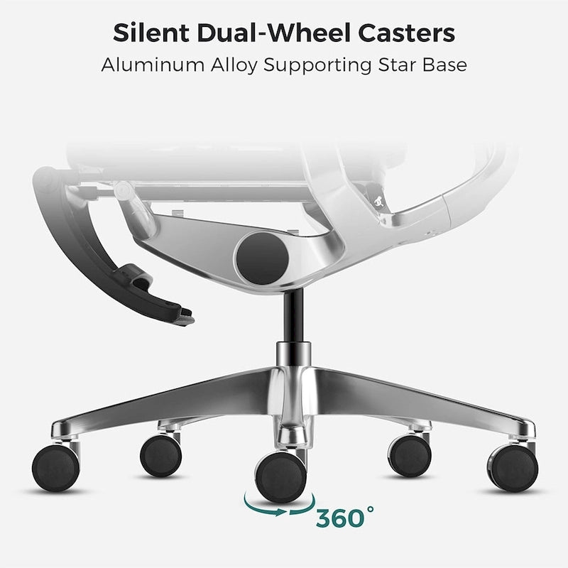 Grey Ergonomic High Back Mesh Office Chair Wire Control Aluminum Base