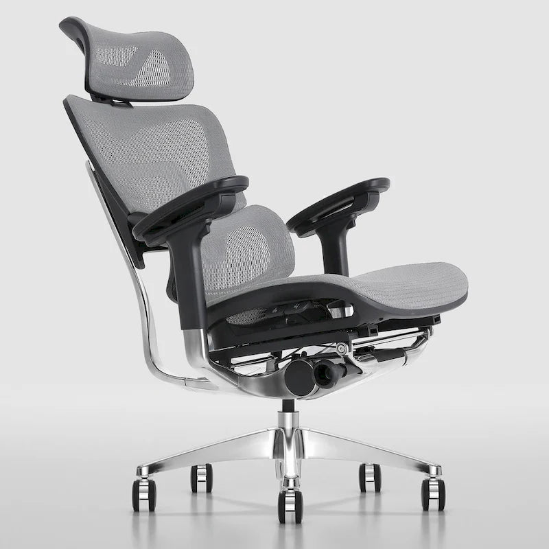 Grey Ergonomic High Back Mesh Office Chair Wire Control Aluminum Base