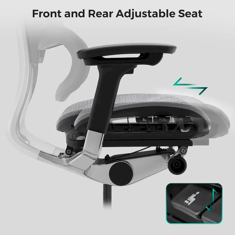 Grey Ergonomic High Back Mesh Office Chair Wire Control Aluminum Base