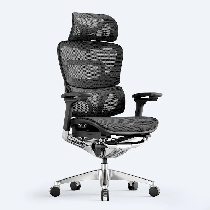 Grey Ergonomic High Back Mesh Office Chair Wire Control Aluminum Base