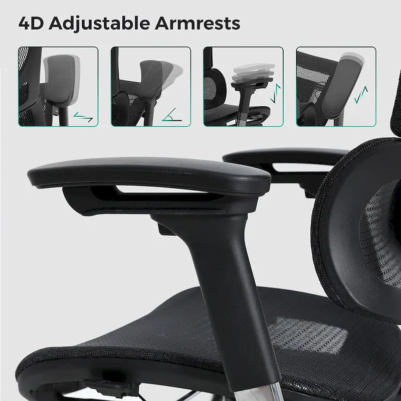 Grey Ergonomic High Back Mesh Office Chair Wire Control Aluminum Base