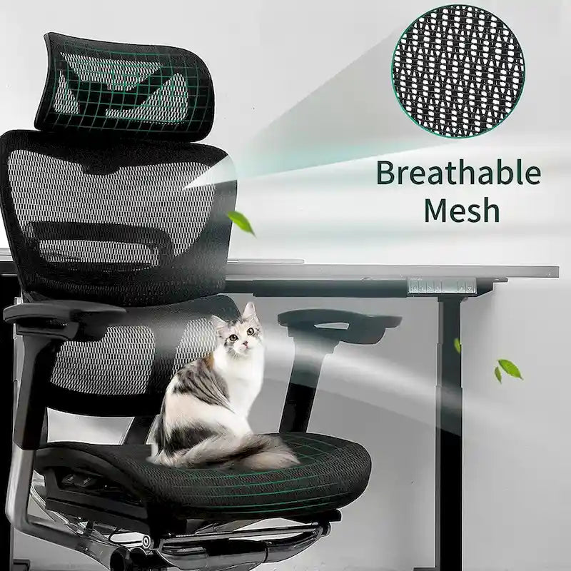 Grey Ergonomic High Back Mesh Office Chair Wire Control Aluminum Base