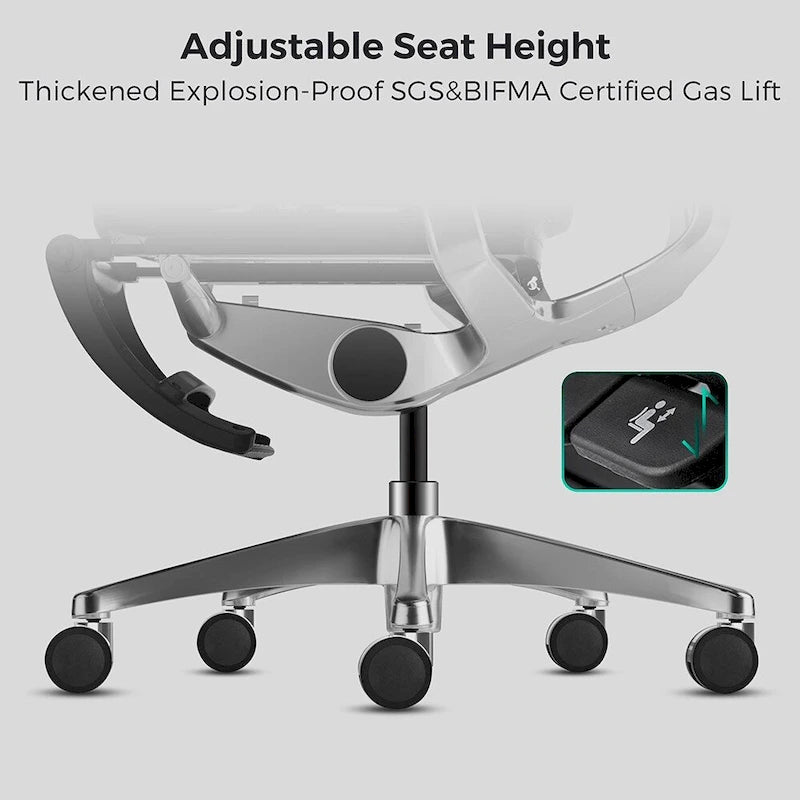 Grey Ergonomic High Back Mesh Office Chair Wire Control Aluminum Base