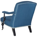Steel Blue Viscose Accent Armchair Curved Back Nailhead Trim Caster Legs