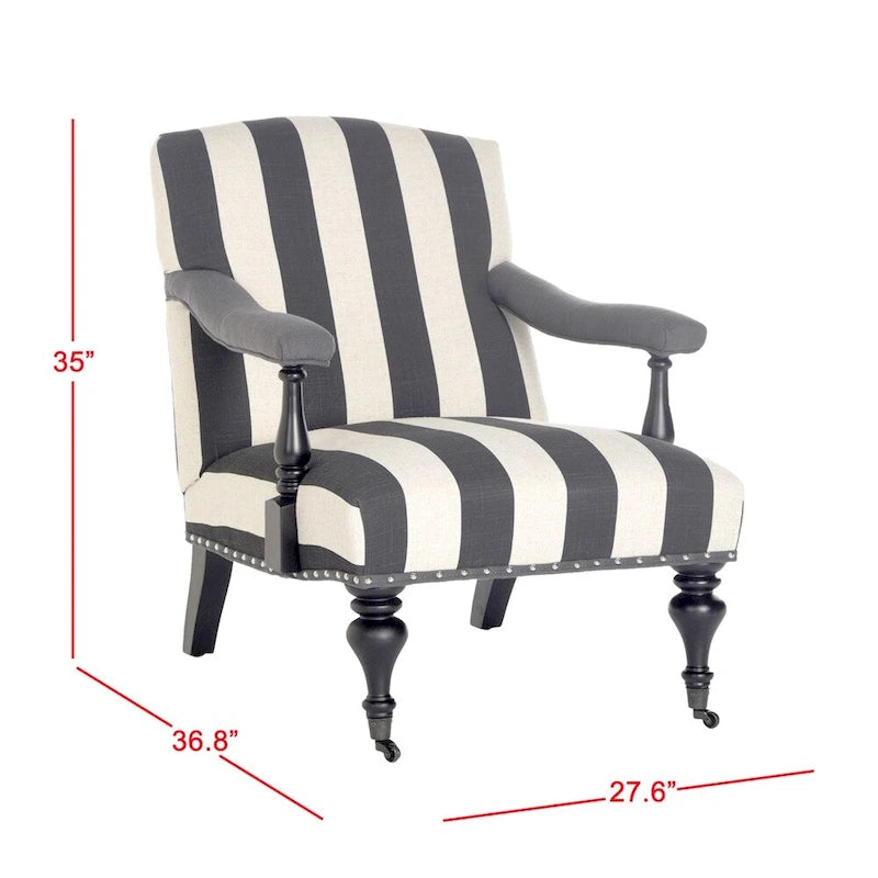 Steel Blue Viscose Accent Armchair Curved Back Nailhead Trim Caster Legs
