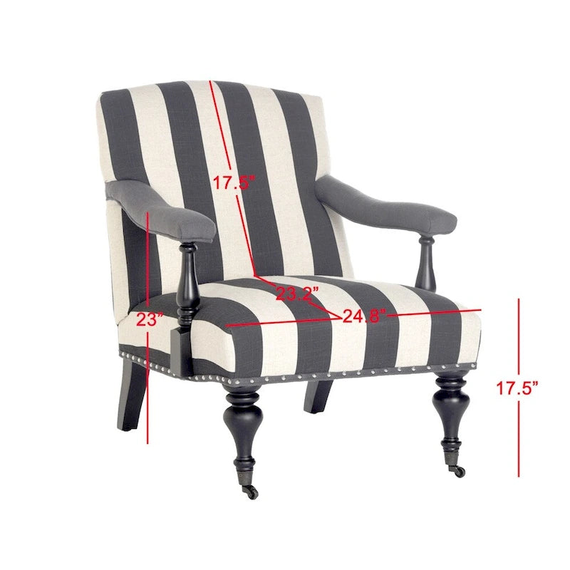 Steel Blue Viscose Accent Armchair Curved Back Nailhead Trim Caster Legs
