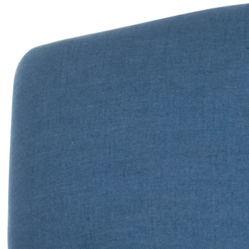 Steel Blue Viscose Accent Armchair Curved Back Nailhead Trim Caster Legs