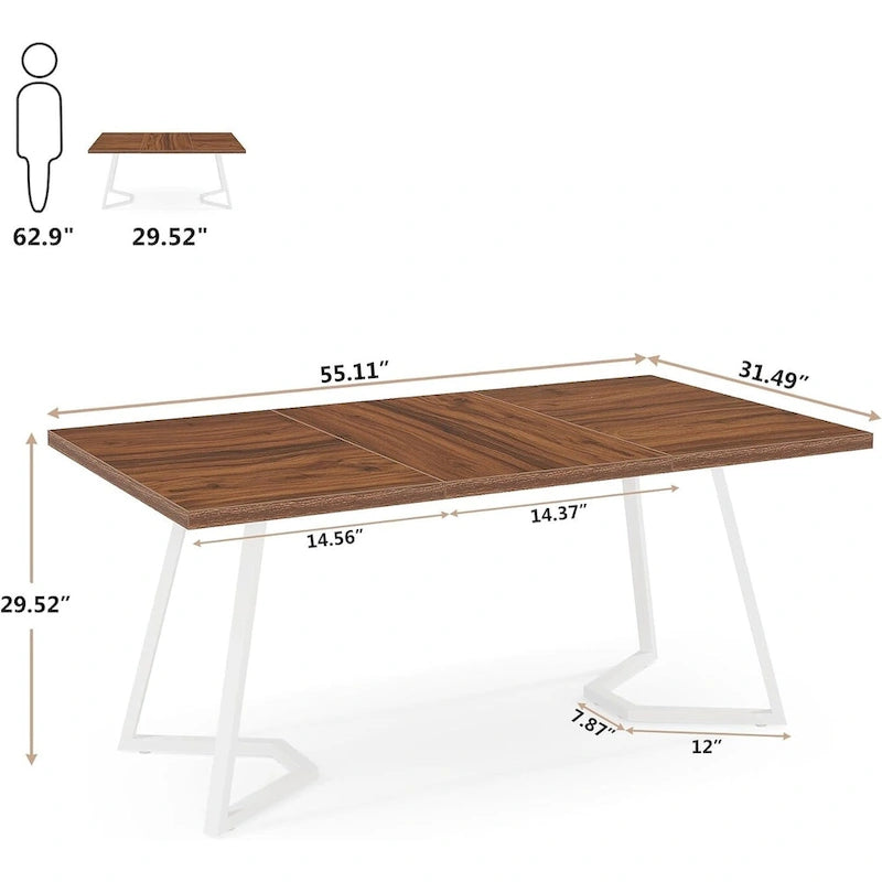 White Marble Finish Dining Table Gold Metal V-Leg Engineered Wood Top