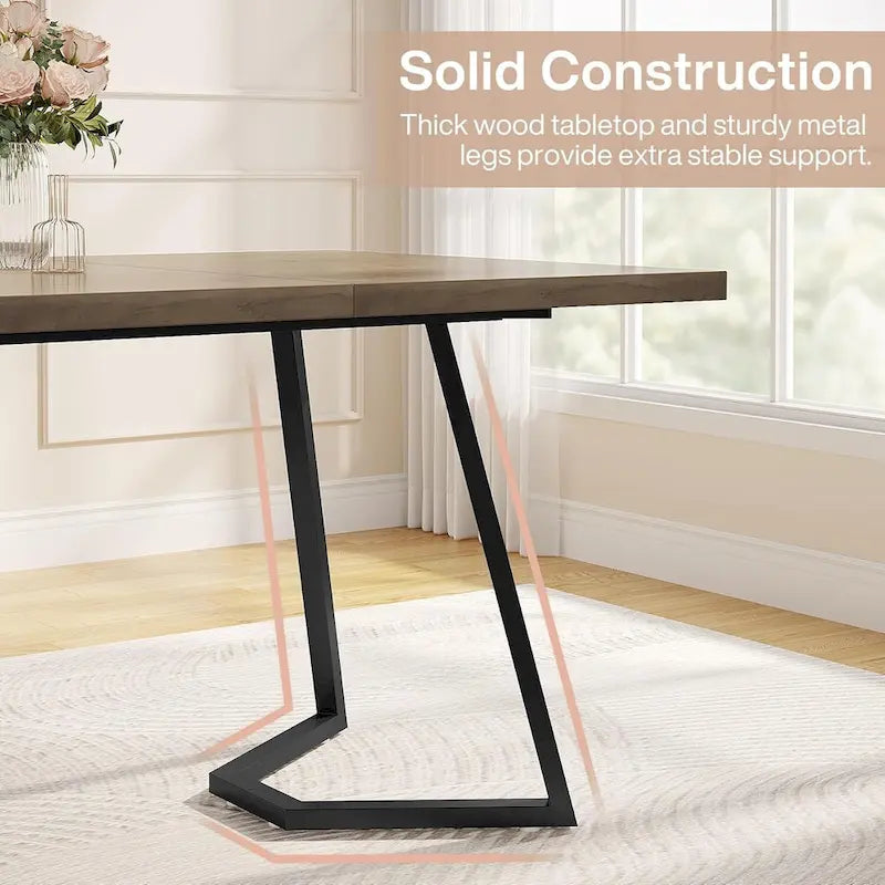 White Marble Finish Dining Table Gold Metal V-Leg Engineered Wood Top