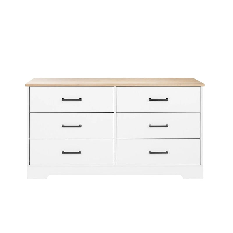 Prepac Rustic Ridge Farmhouse Chest, Wooden Bedroom Dresser with 6 Storage Drawers
