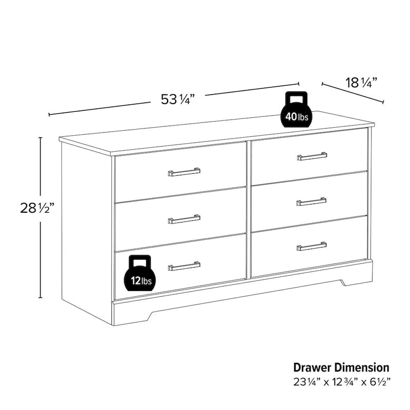Prepac Rustic Ridge Farmhouse Chest, Wooden Bedroom Dresser with 6 Storage Drawers