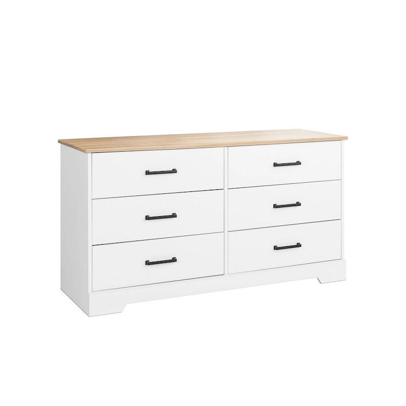 Prepac Rustic Ridge Farmhouse Chest, Wooden Bedroom Dresser with 6 Storage Drawers