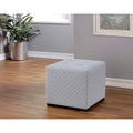 White Light Blue Geometric Print Square Ottoman 100% Polyester Transitional
