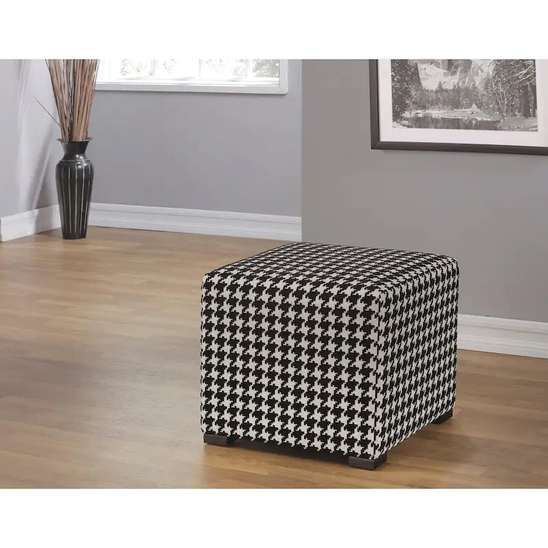 White Light Blue Geometric Print Square Ottoman 100% Polyester Transitional