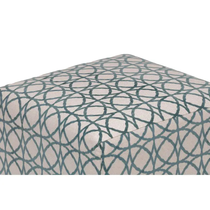White Light Blue Geometric Print Square Ottoman 100% Polyester Transitional