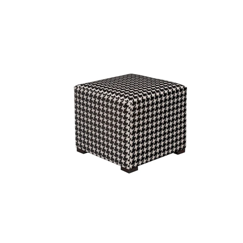 White Light Blue Geometric Print Square Ottoman 100% Polyester Transitional