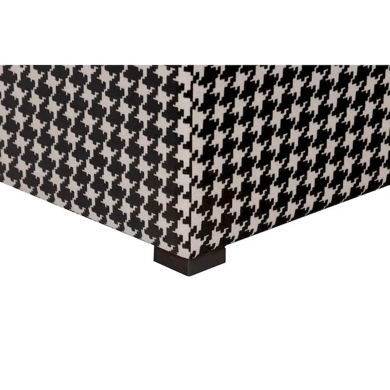 White Light Blue Geometric Print Square Ottoman 100% Polyester Transitional