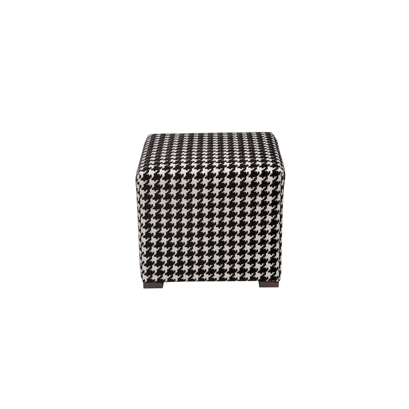 White Light Blue Geometric Print Square Ottoman 100% Polyester Transitional