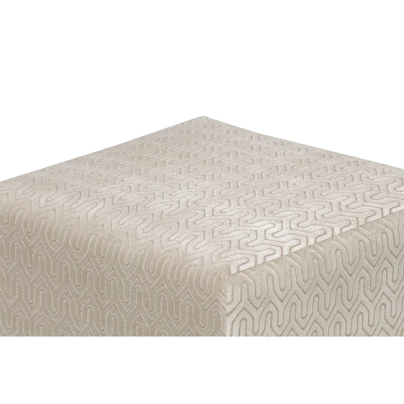 White Light Blue Geometric Print Square Ottoman 100% Polyester Transitional